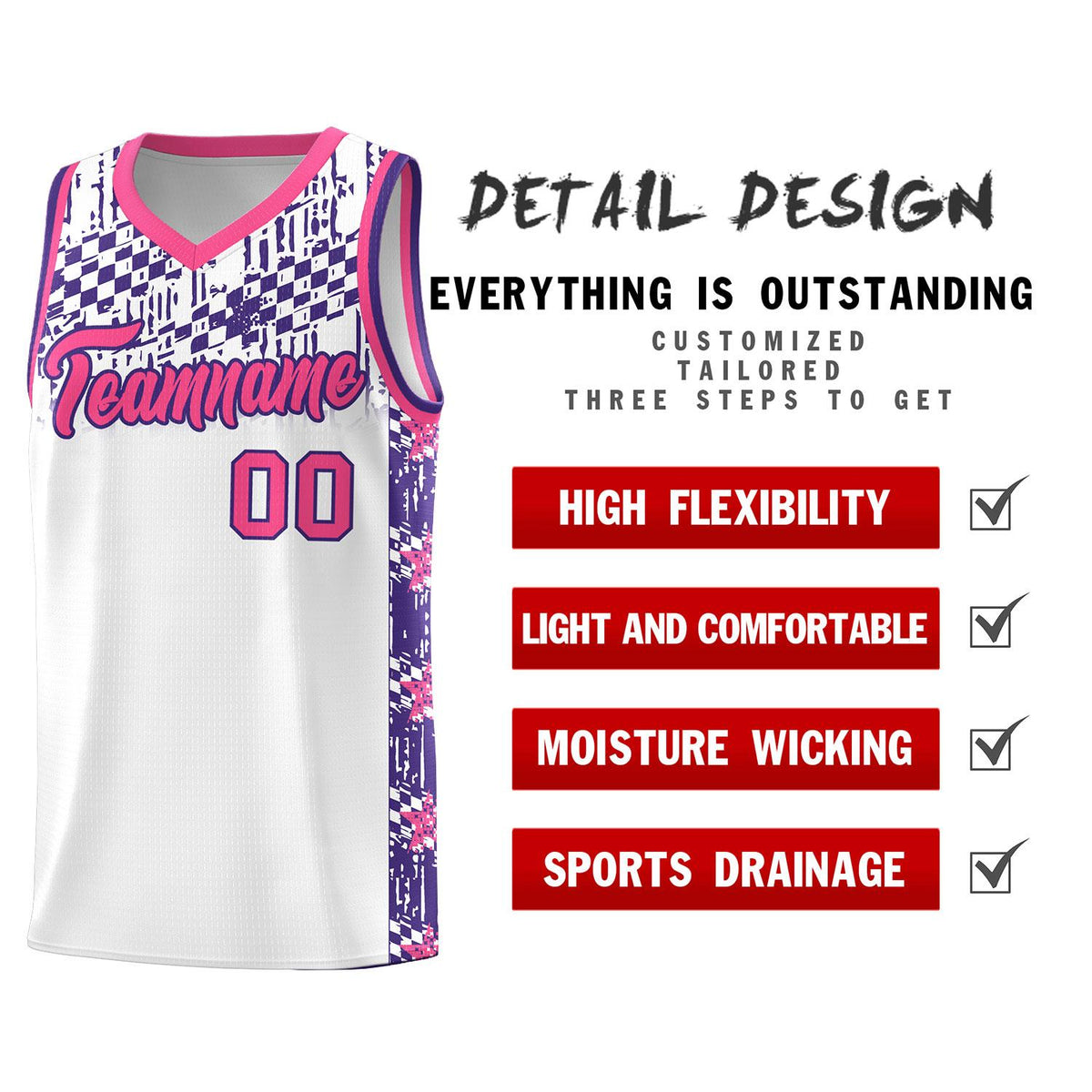 Custom White Mosaic Stars Pattern Sports Uniform Basketball Jersey|KXKSHOP
