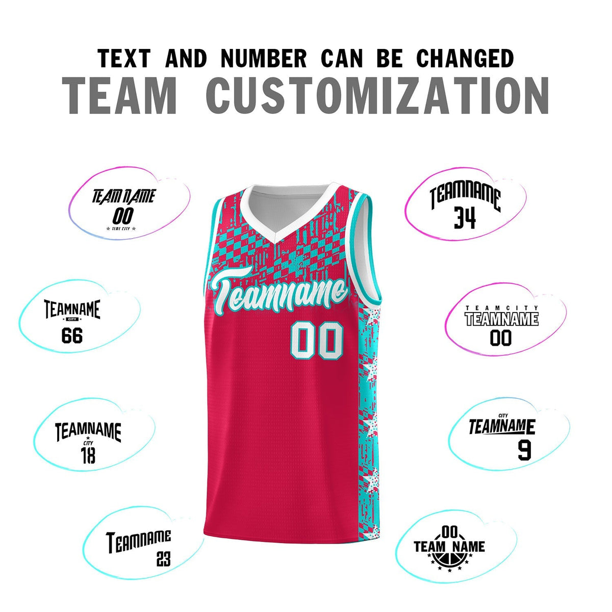 Custom Red Mosaic Stars Pattern Sports Uniform Basketball Jersey|KXKSHOP