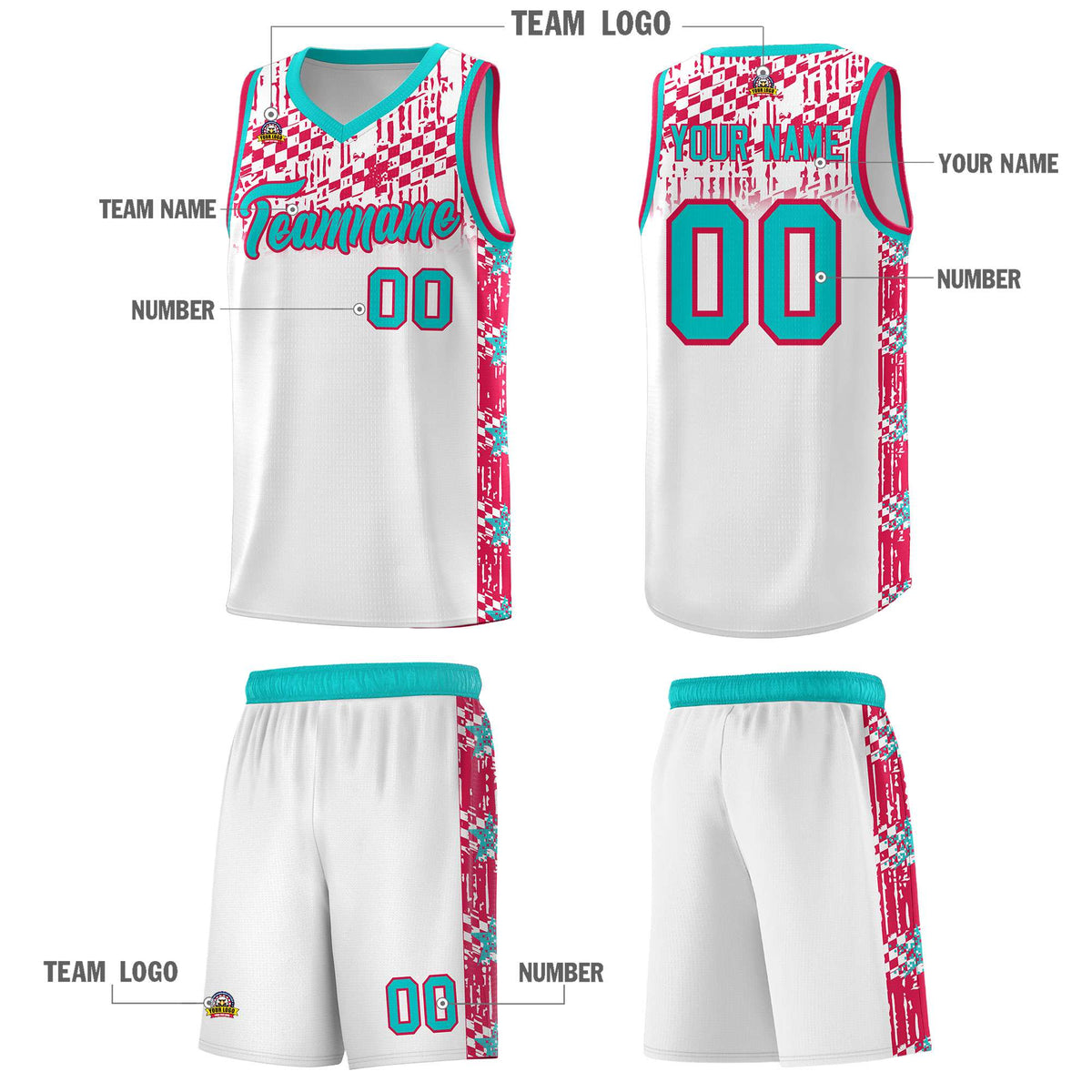 Custom White Mosaic Stars Pattern Sports Uniform Basketball Jersey|KXKSHOP