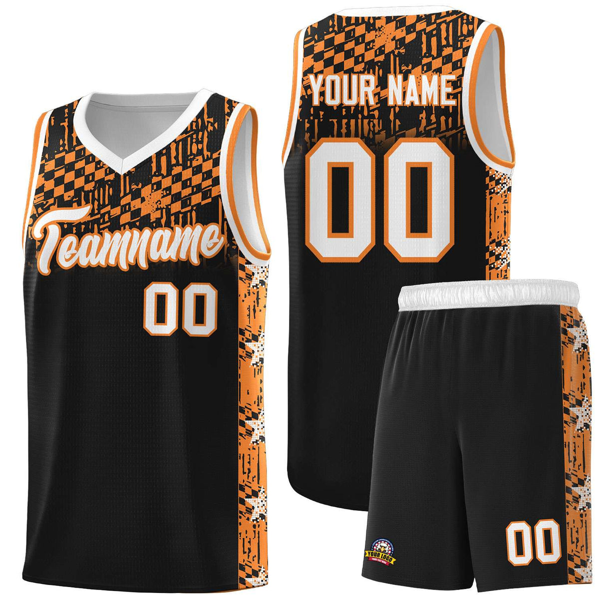 Custom Black Mosaic Stars Pattern Sports Uniform Basketball Jersey|KXKSHOP