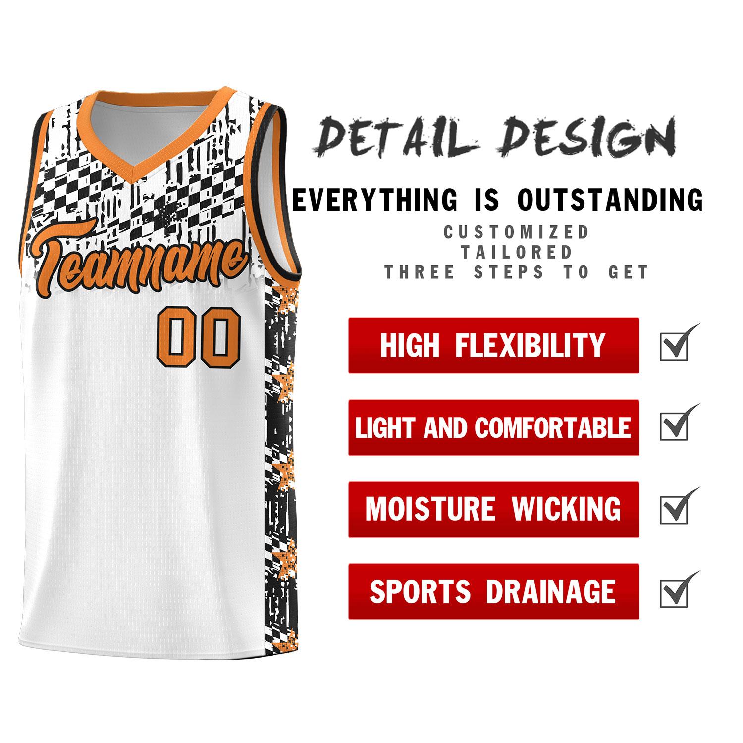 Custom White Mosaic Stars Pattern Sports Uniform Basketball Jersey|KXKSHOP