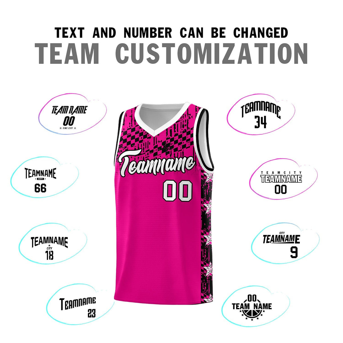 Custom Pink Mosaic Stars Pattern Sports Uniform Basketball Jersey|KXKSHOP