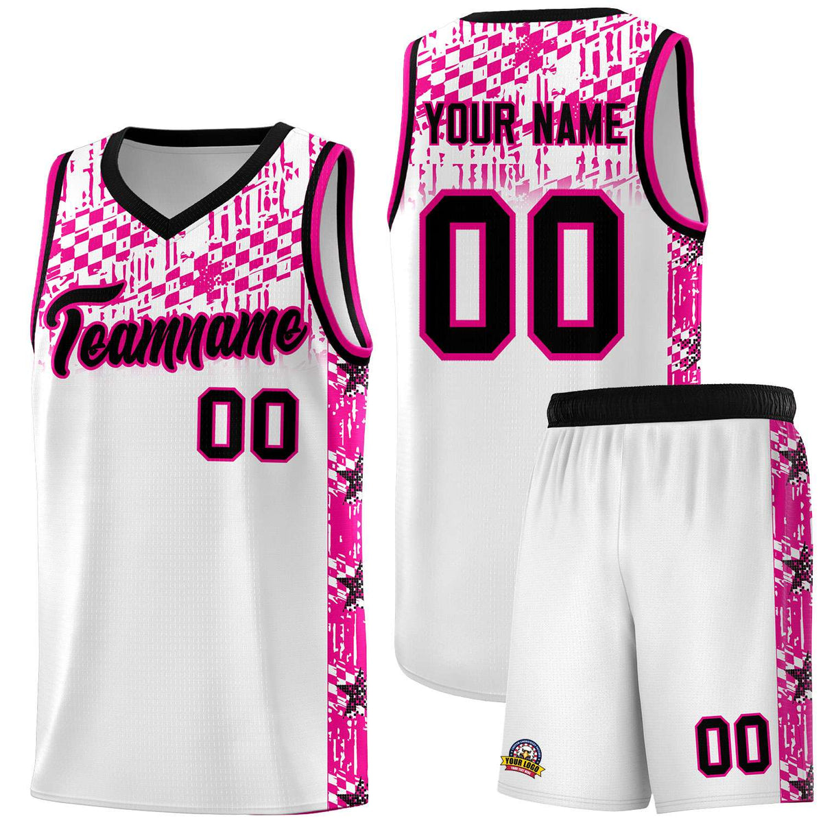Custom White Mosaic Stars Pattern Sports Uniform Basketball Jersey|KXKSHOP