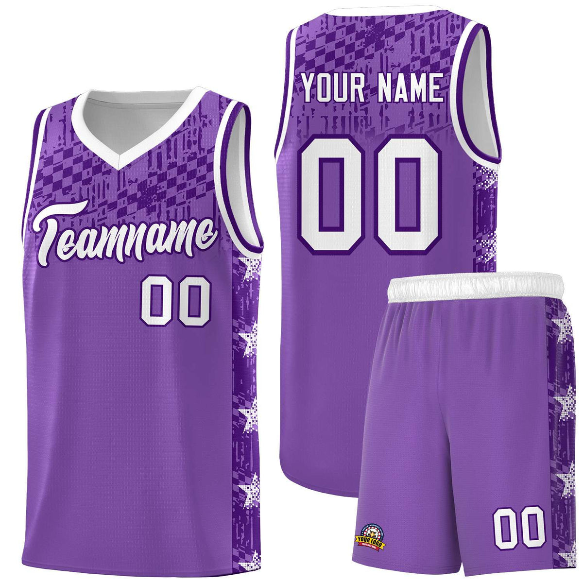 Custom Light Purple Mosaic Stars Pattern Sports Uniform Basketball Jersey|KXKSHOP