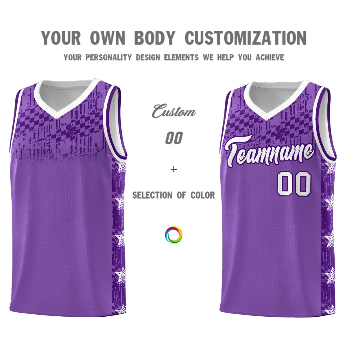 Custom Light Purple Mosaic Stars Pattern Sports Uniform Basketball Jersey|KXKSHOP