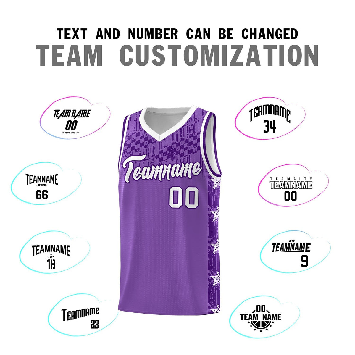 Custom Light Purple Mosaic Stars Pattern Sports Uniform Basketball Jersey|KXKSHOP