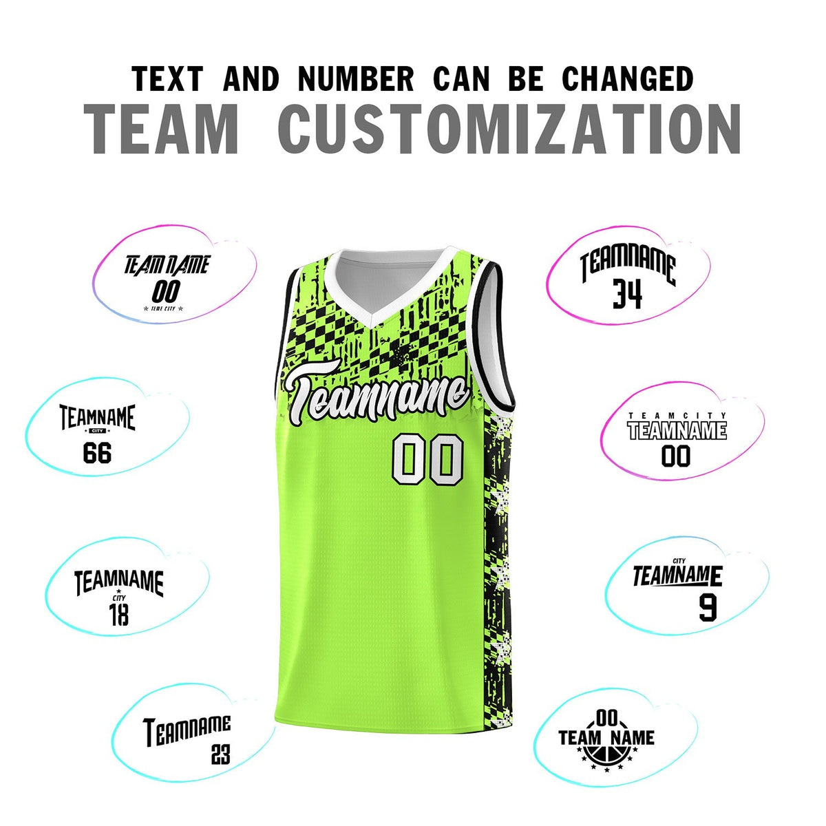 Custom Fluorescent Green Mosaic Stars Pattern Sports Uniform Basketball Jersey|KXKSHOP