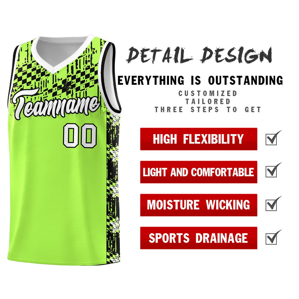 Custom Fluorescent Green Mosaic Stars Pattern Sports Uniform Basketball Jersey|KXKSHOP
