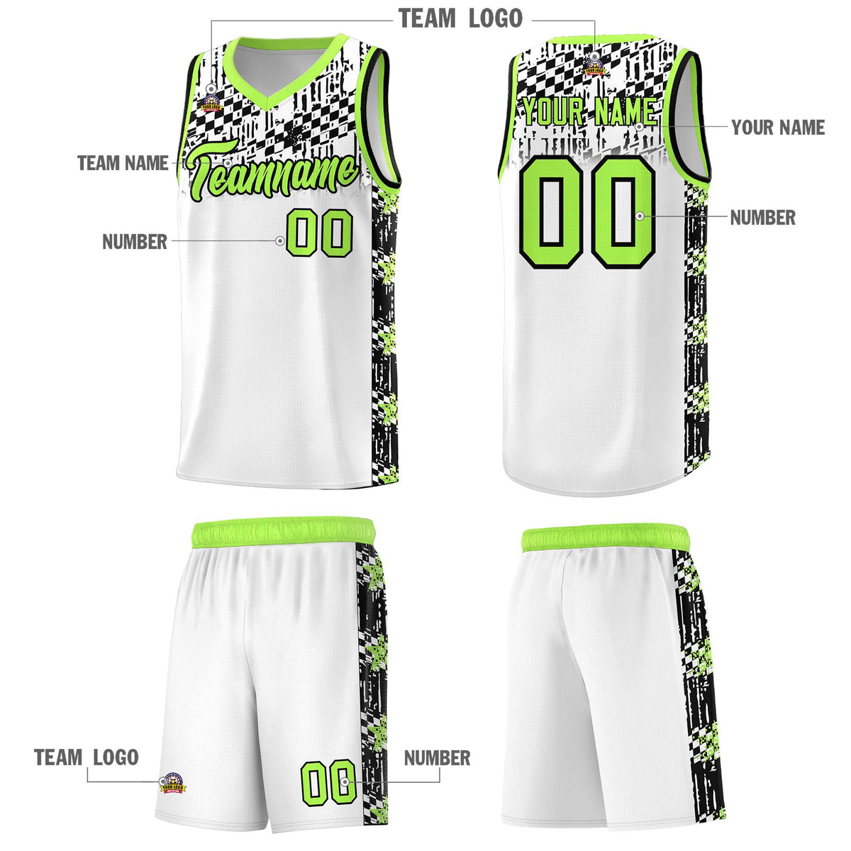 Custom White Mosaic Stars Pattern Sports Uniform Basketball Jersey|KXKSHOP