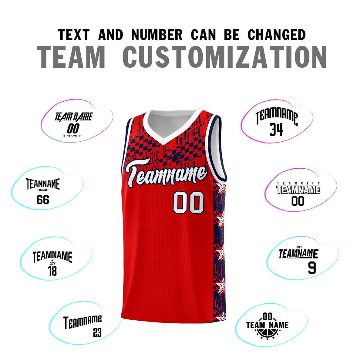 Custom Red Mosaic Stars Pattern Sports Uniform Basketball Jersey|KXKSHOP