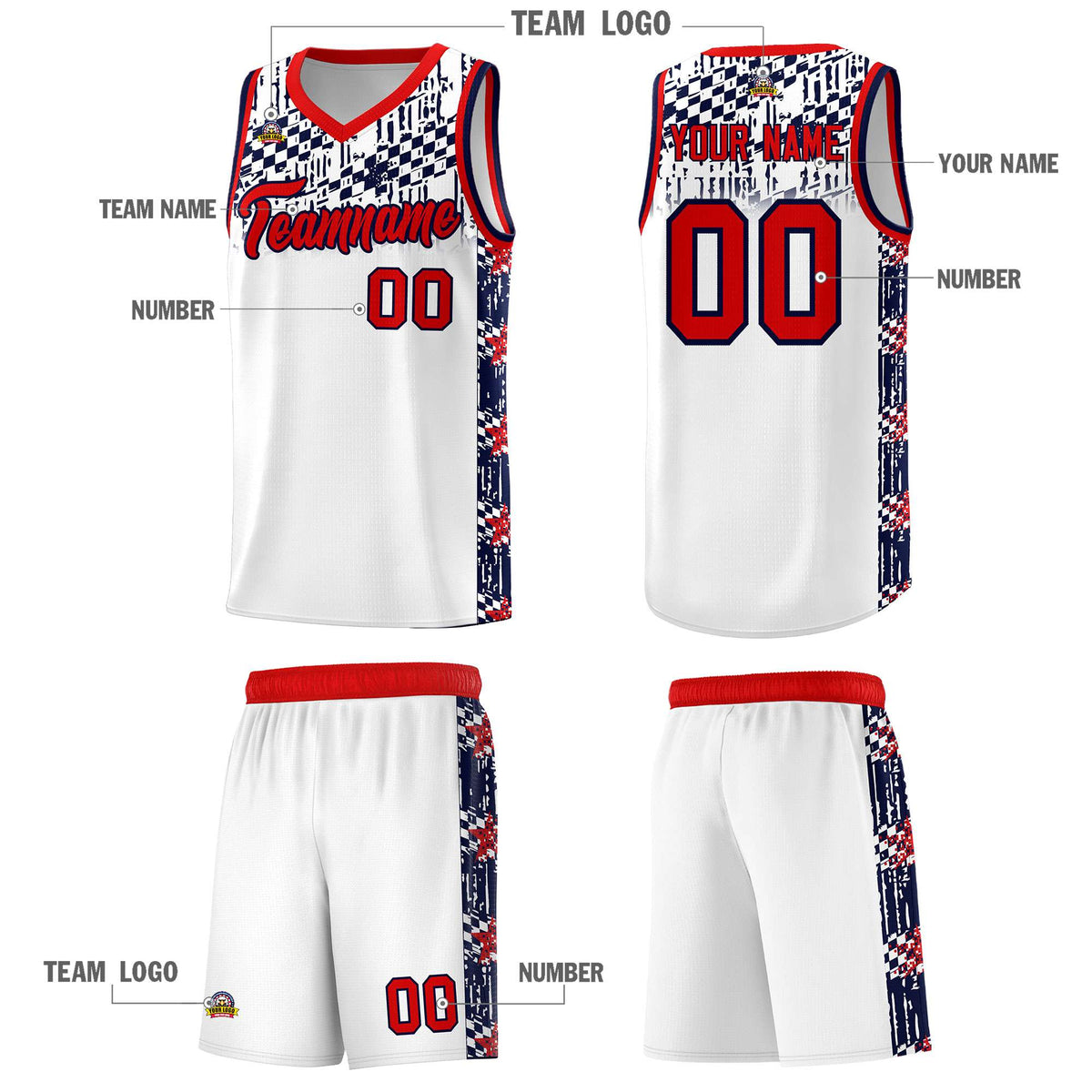 Custom White Mosaic Stars Pattern Sports Uniform Basketball Jersey|KXKSHOP