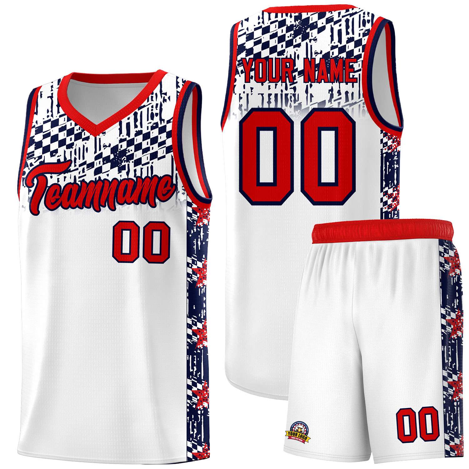 Custom White Mosaic Stars Pattern Sports Uniform Basketball Jersey|KXKSHOP