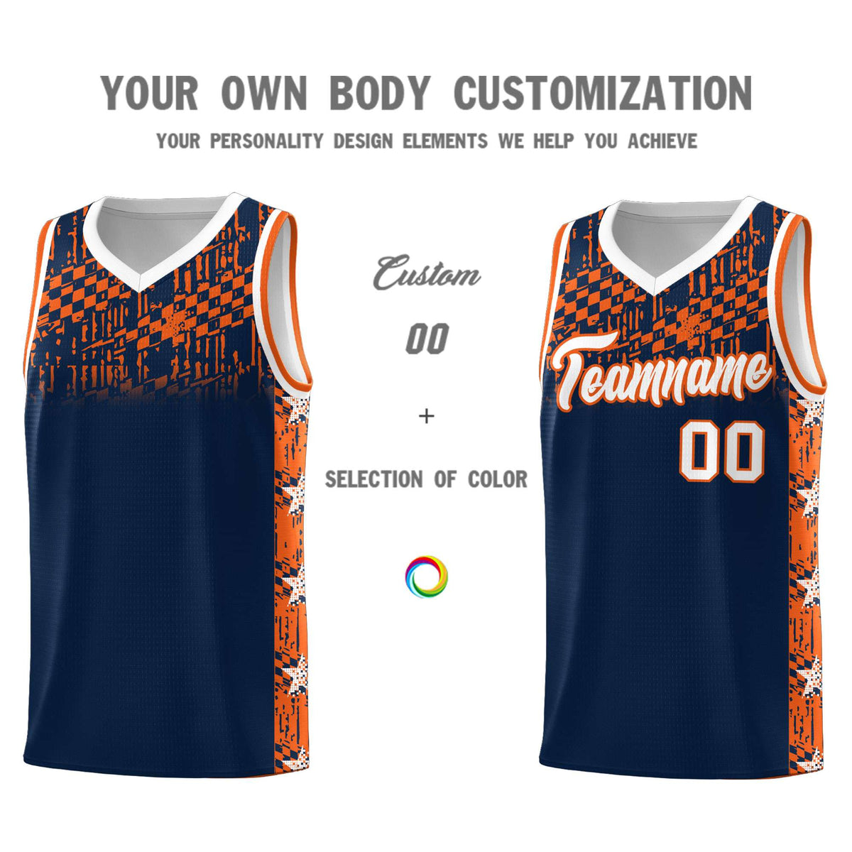 Custom Navy Mosaic Stars Pattern Sports Uniform Basketball Jersey|KXKSHOP