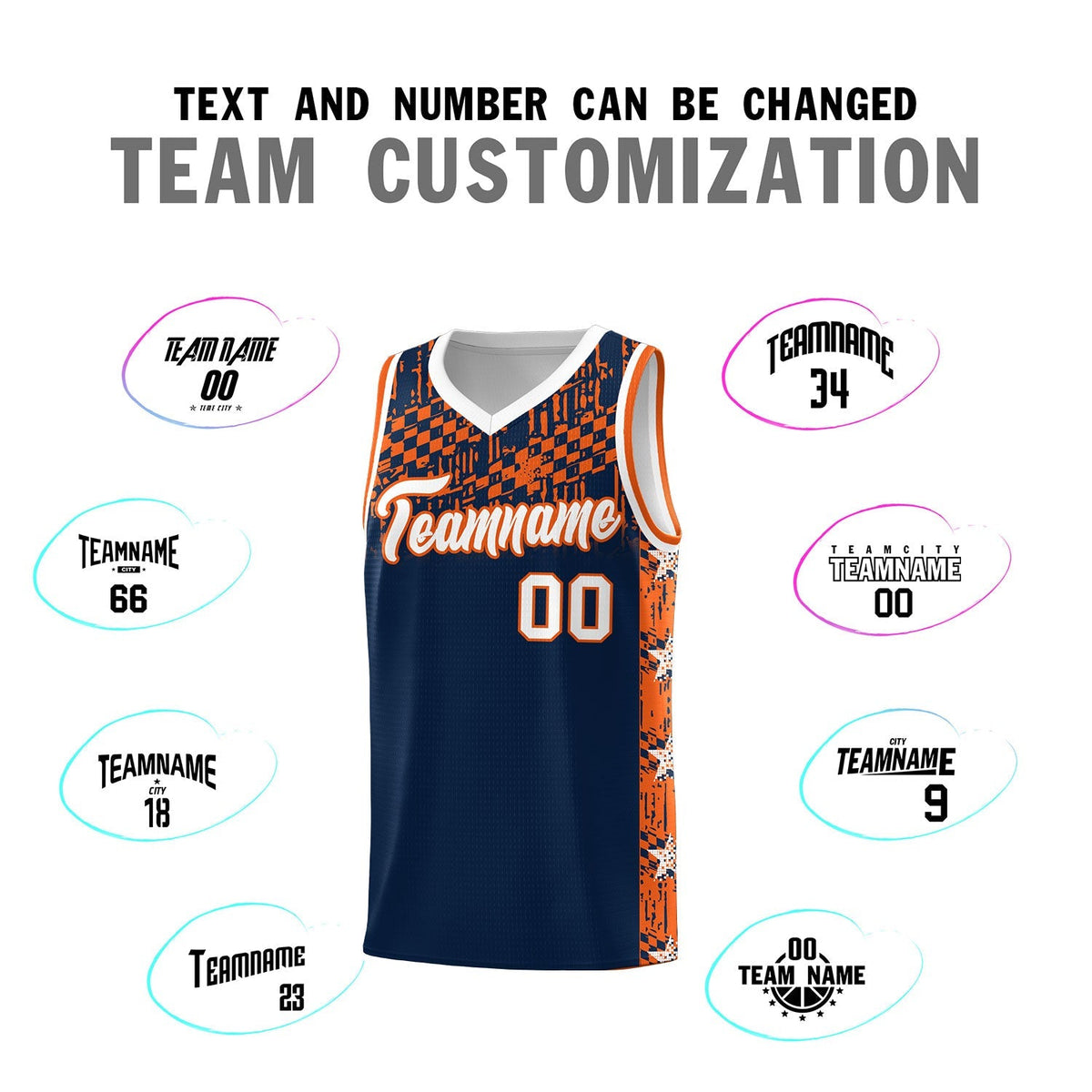 Custom Navy Mosaic Stars Pattern Sports Uniform Basketball Jersey|KXKSHOP