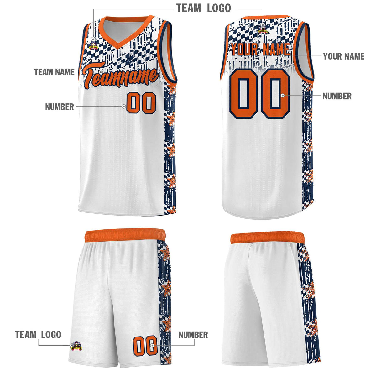 Custom White Mosaic Stars Pattern Sports Uniform Basketball Jersey|KXKSHOP