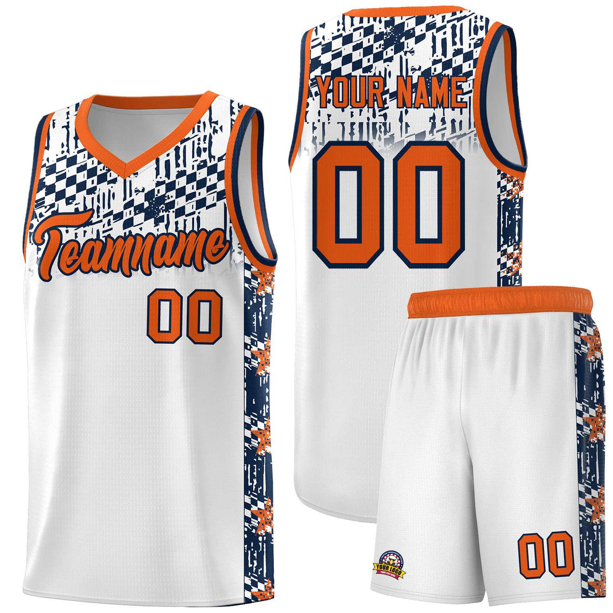 Custom White Mosaic Stars Pattern Sports Uniform Basketball Jersey|KXKSHOP