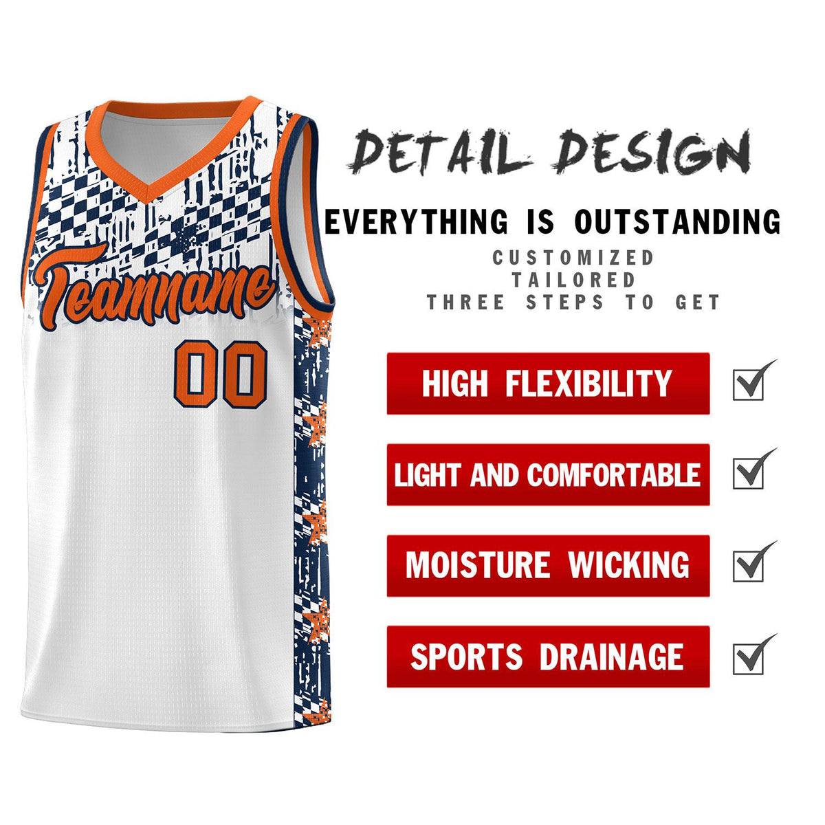 Custom White Mosaic Stars Pattern Sports Uniform Basketball Jersey|KXKSHOP