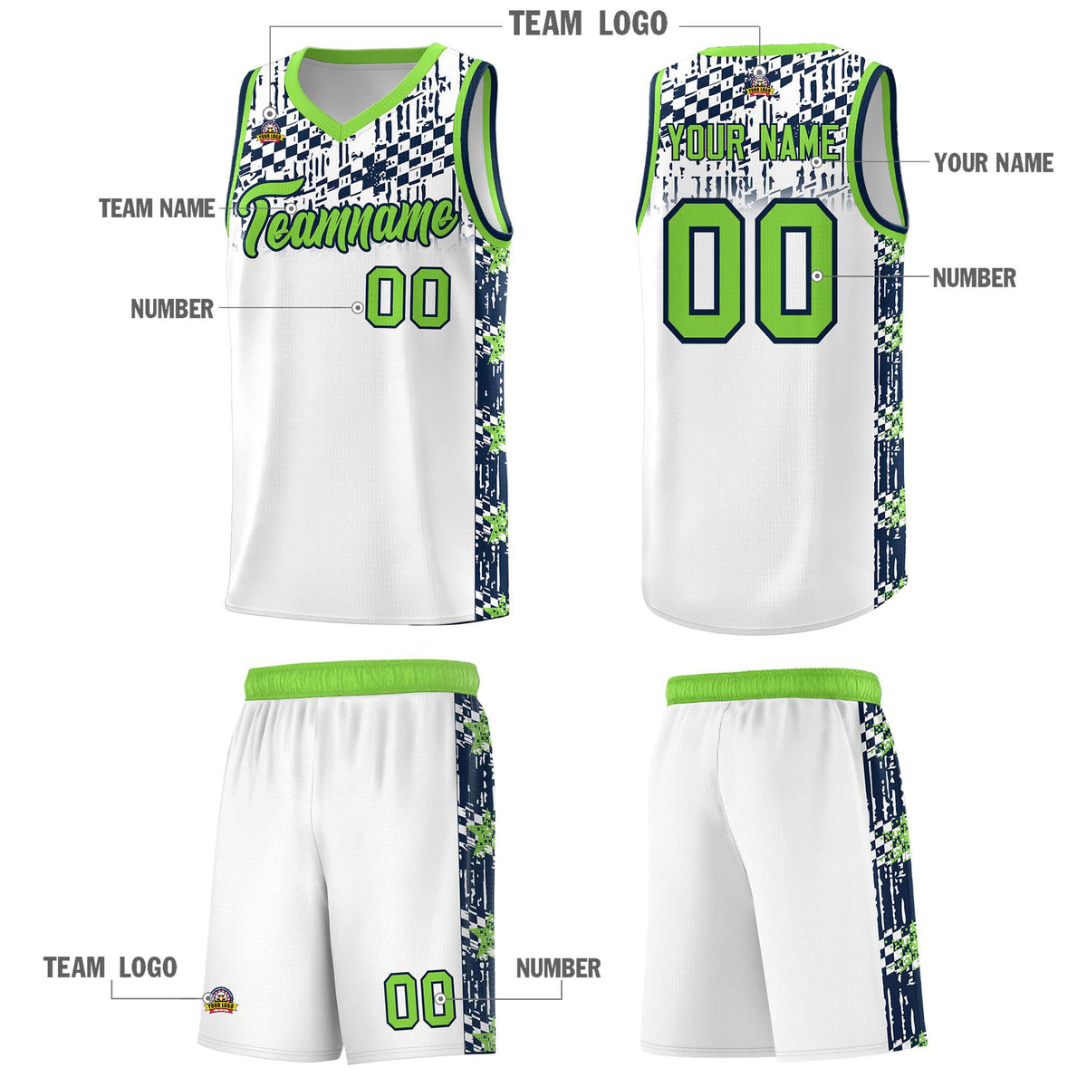 Custom White Mosaic Stars Pattern Sports Uniform Basketball Jersey|KXKSHOP
