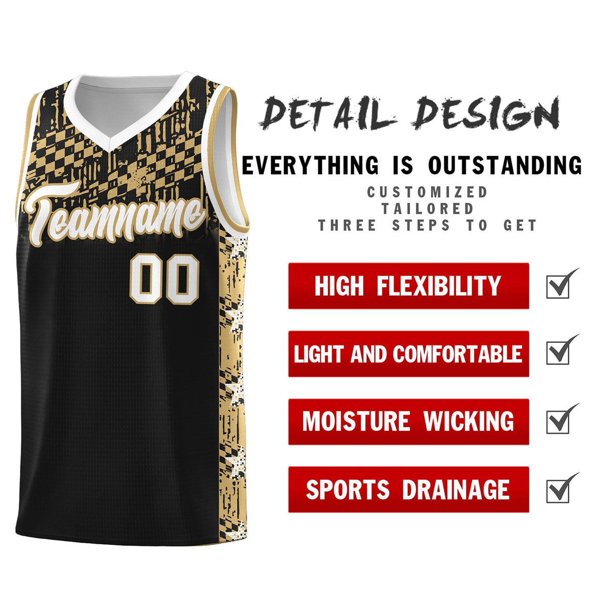 Custom Black Mosaic Stars Pattern Sports Uniform Basketball Jersey|KXKSHOP