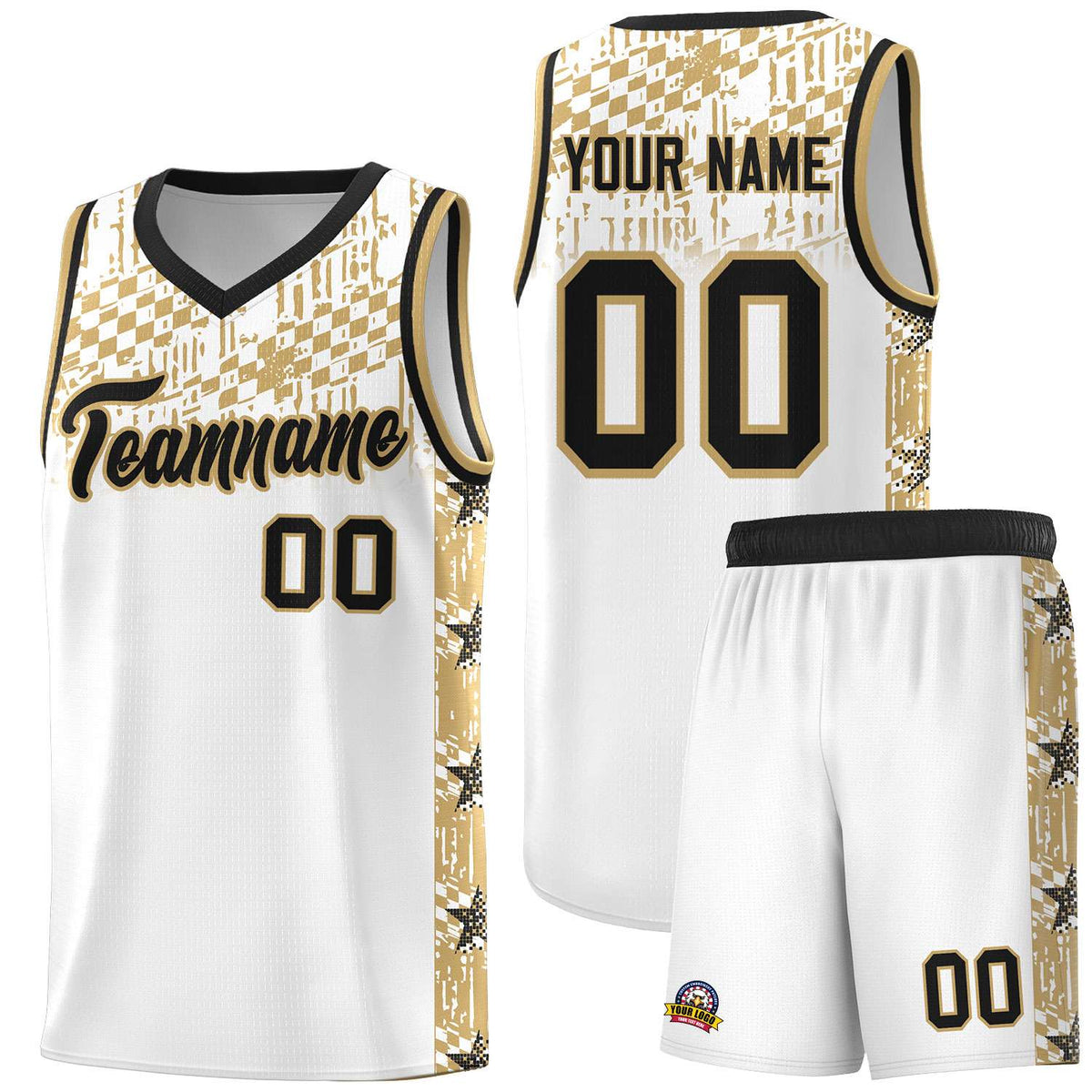 Custom White Mosaic Stars Pattern Sports Uniform Basketball Jersey|KXKSHOP
