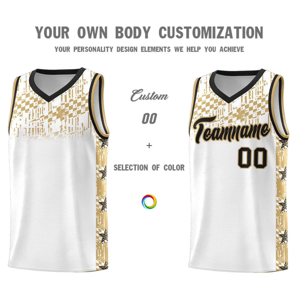 Custom White Mosaic Stars Pattern Sports Uniform Basketball Jersey|KXKSHOP