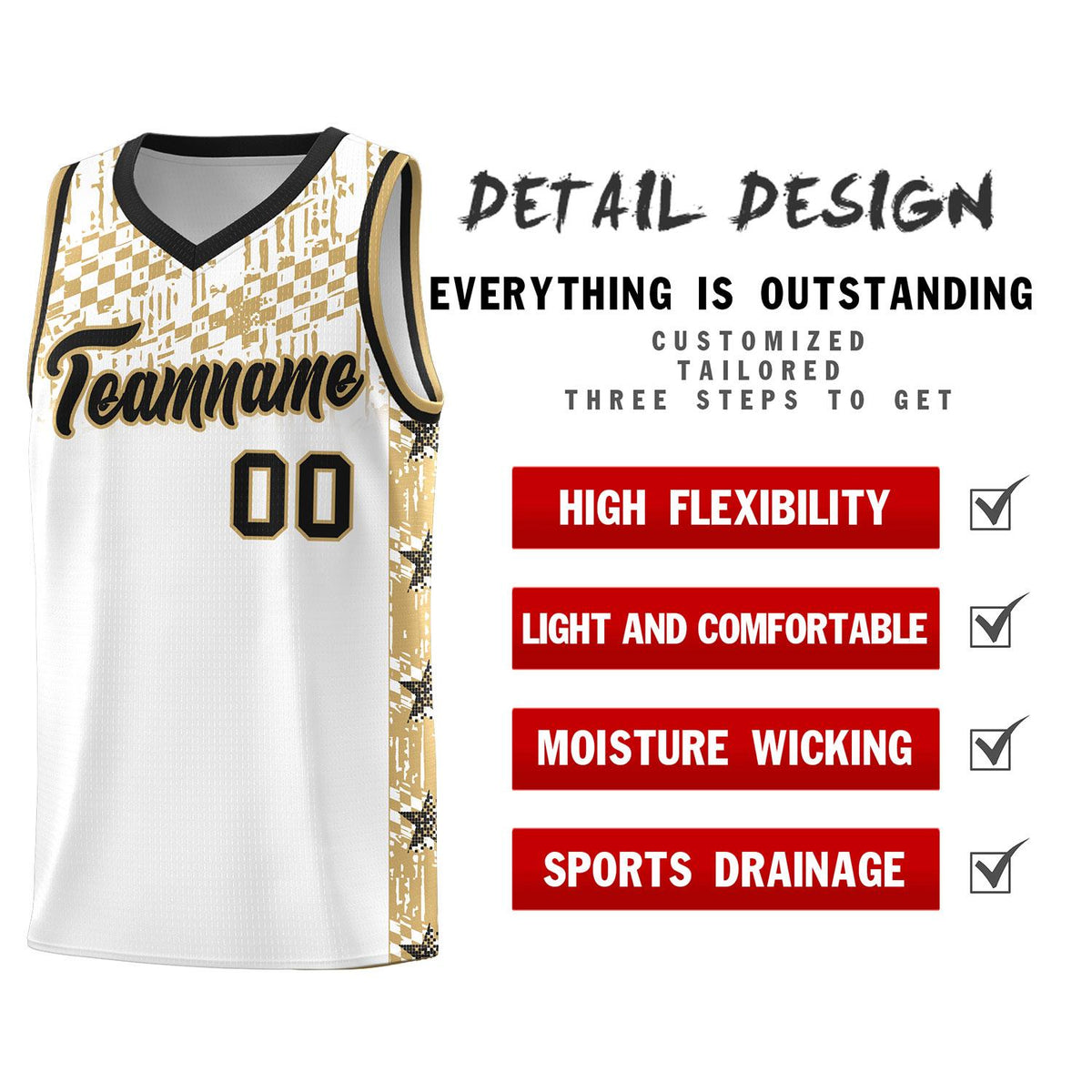 Custom White Mosaic Stars Pattern Sports Uniform Basketball Jersey|KXKSHOP