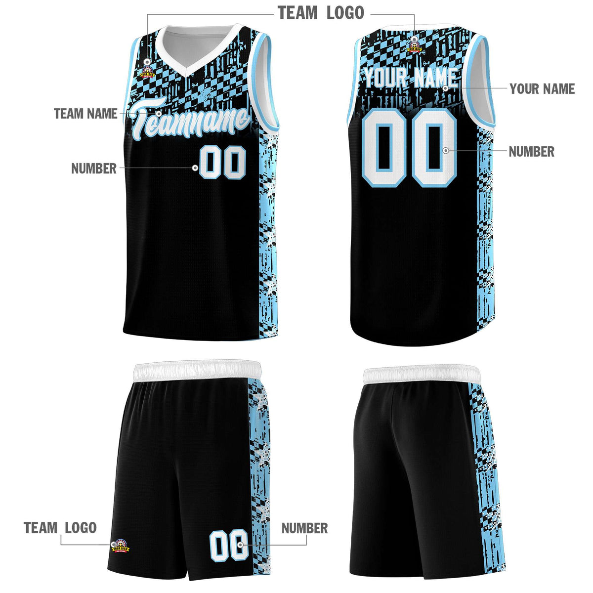 Custom Black Mosaic Stars Pattern Sports Uniform Basketball Jersey|KXKSHOP