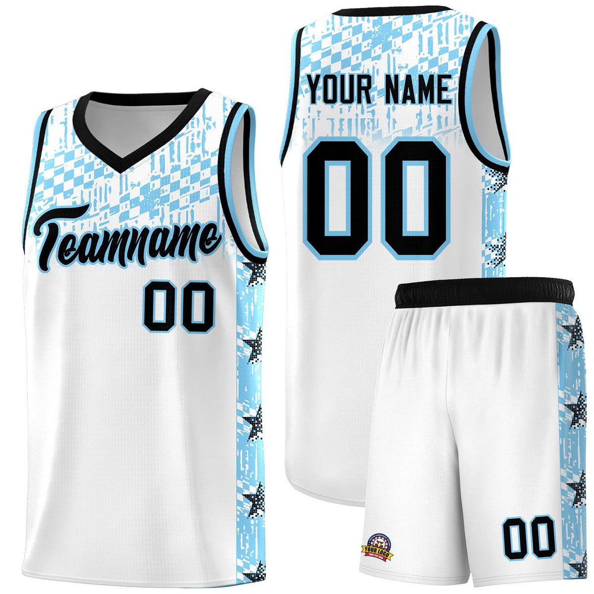Custom White Mosaic Stars Pattern Sports Uniform Basketball Jersey|KXKSHOP
