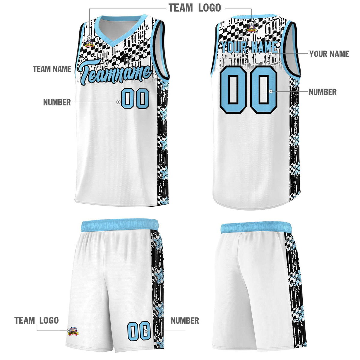 Custom White Mosaic Stars Pattern Sports Uniform Basketball Jersey|KXKSHOP