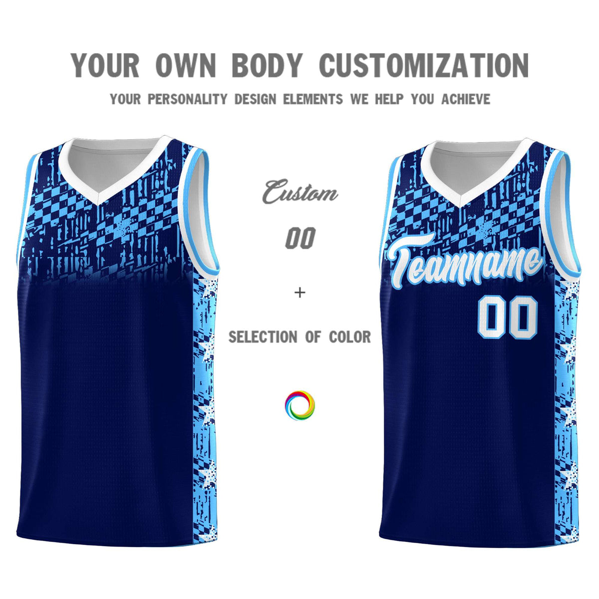 Custom Navy Mosaic Stars Pattern Sports Uniform Basketball Jersey|KXKSHOP