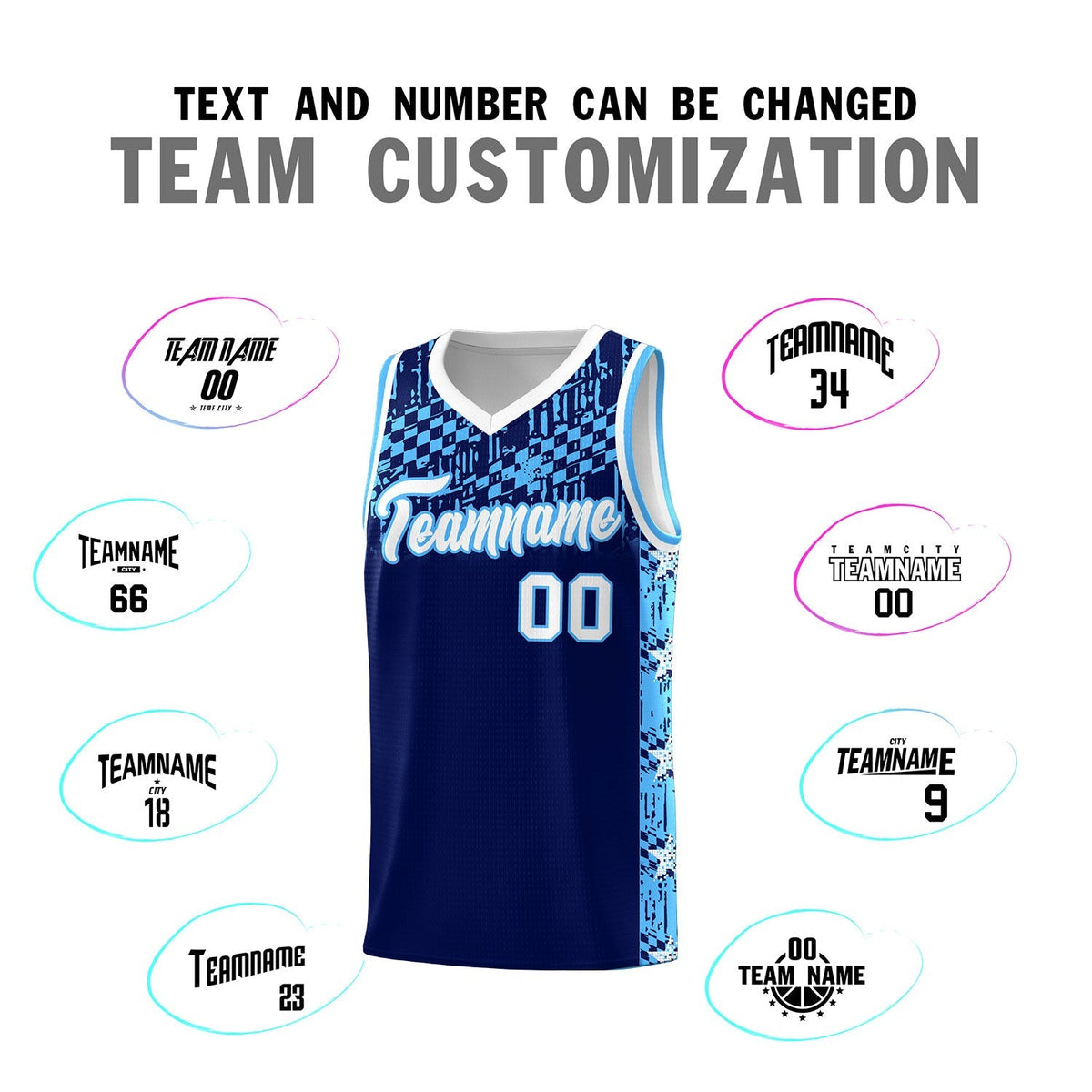 Custom Navy Mosaic Stars Pattern Sports Uniform Basketball Jersey|KXKSHOP