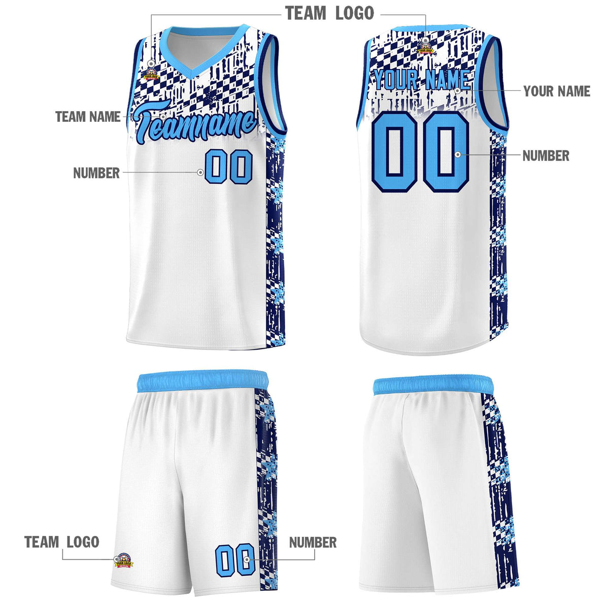 Custom White Mosaic Stars Pattern Sports Uniform Basketball Jersey|KXKSHOP