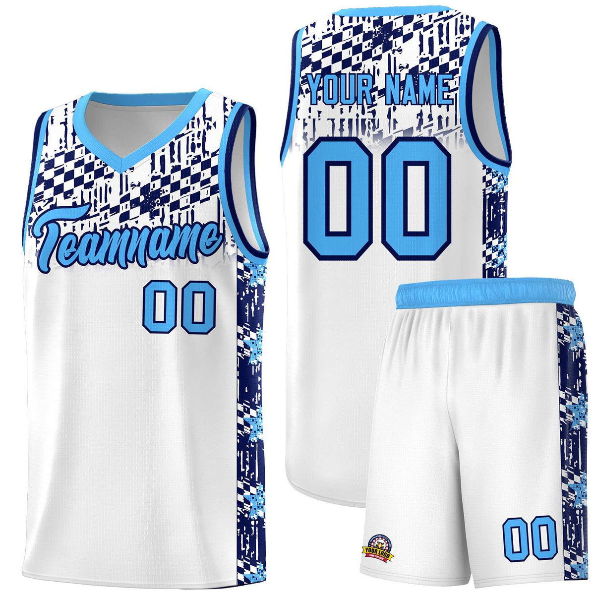 Custom White Mosaic Stars Pattern Sports Uniform Basketball Jersey|KXKSHOP