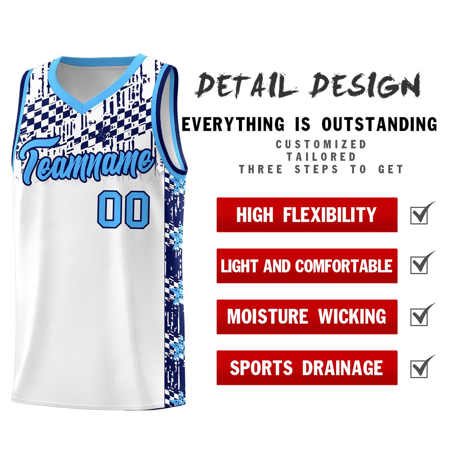Custom White Mosaic Stars Pattern Sports Uniform Basketball Jersey|KXKSHOP