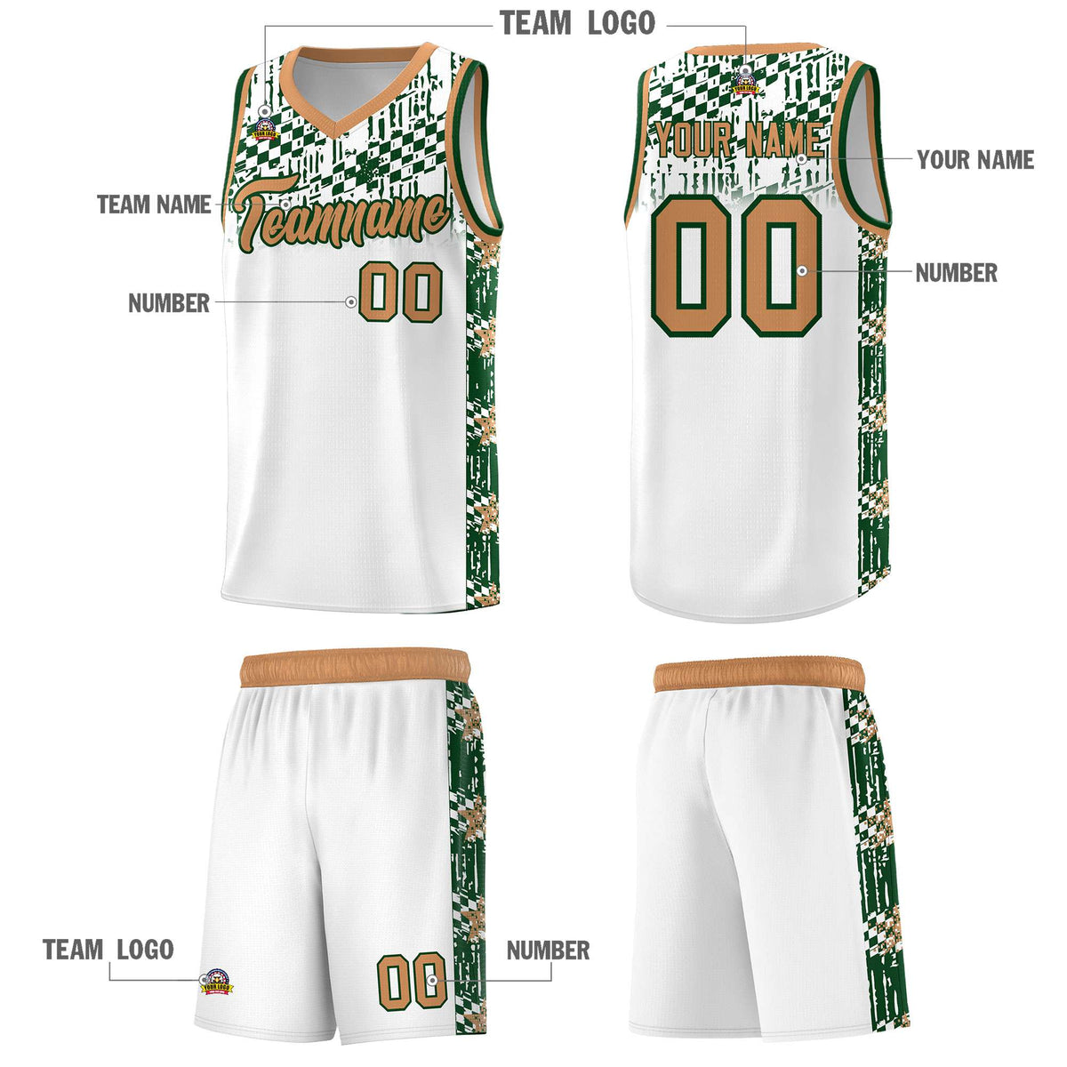 Custom White Mosaic Stars Pattern Sports Uniform Basketball Jersey|KXKSHOP