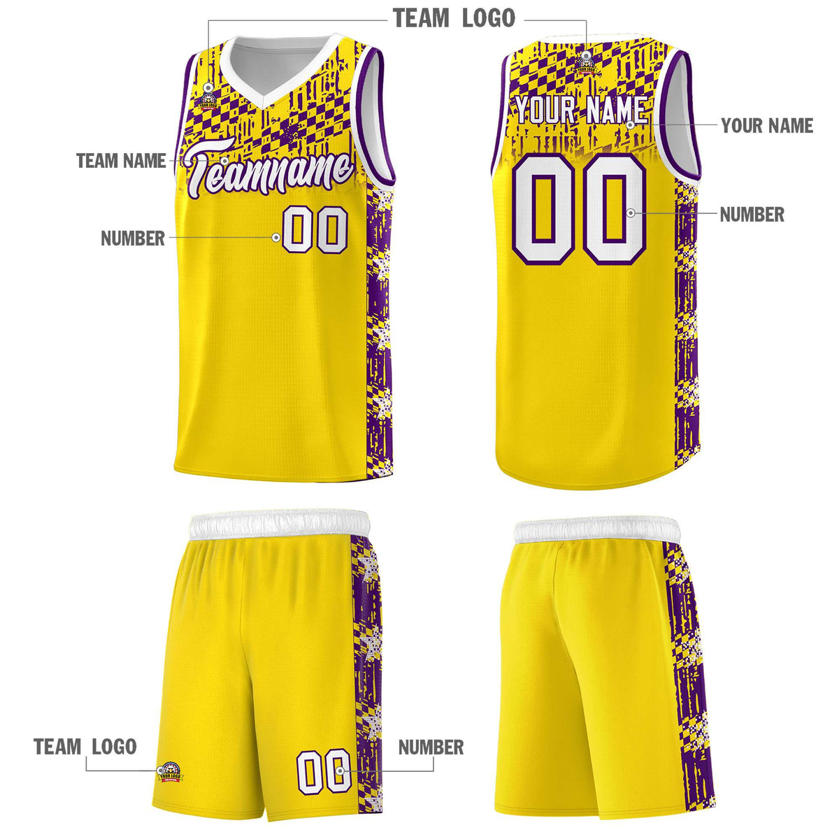 Custom Gold Mosaic Stars Pattern Sports Uniform Basketball Jersey|KXKSHOP