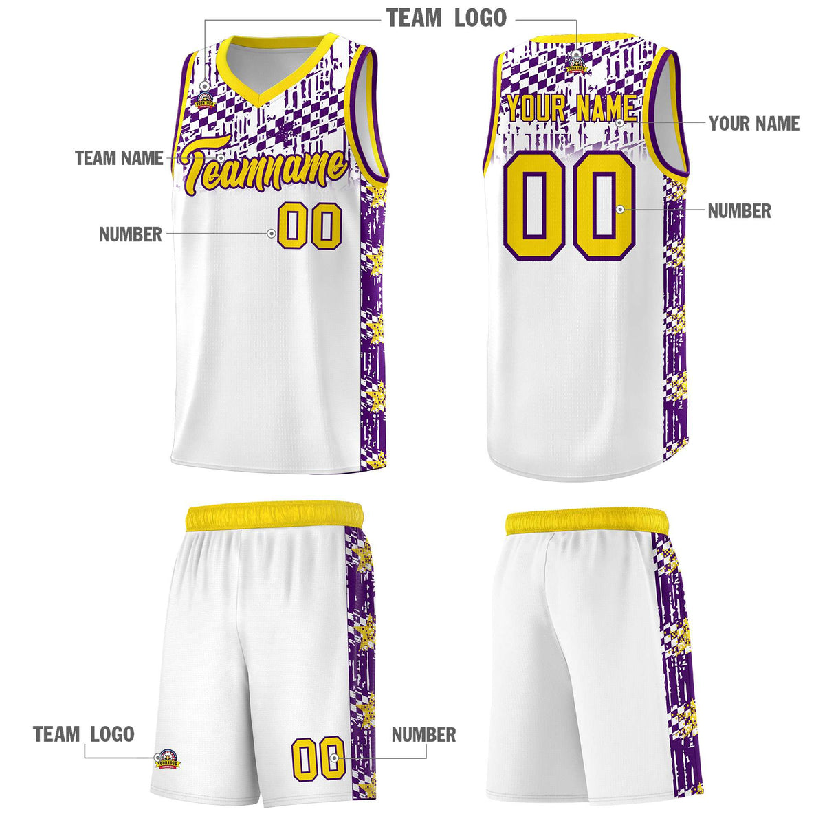 Custom White Mosaic Stars Pattern Sports Uniform Basketball Jersey|KXKSHOP