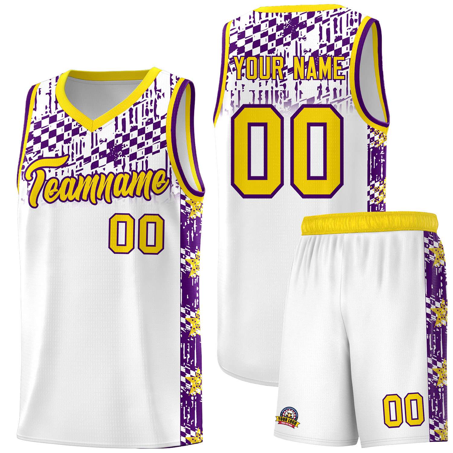 Custom White Mosaic Stars Pattern Sports Uniform Basketball Jersey|KXKSHOP