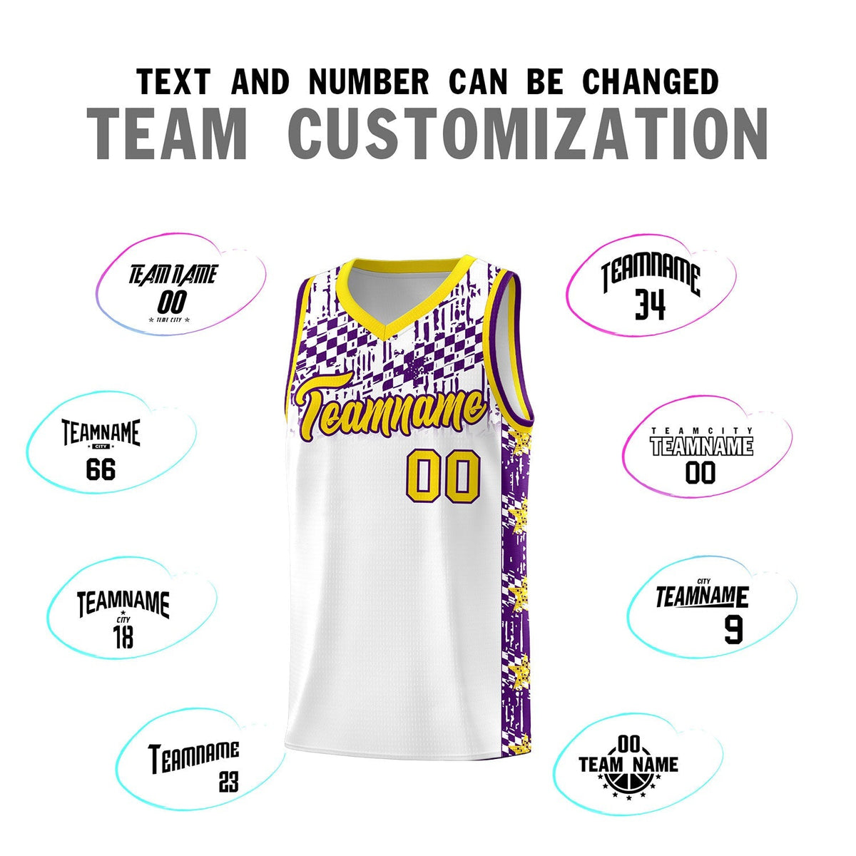 Custom White Mosaic Stars Pattern Sports Uniform Basketball Jersey|KXKSHOP