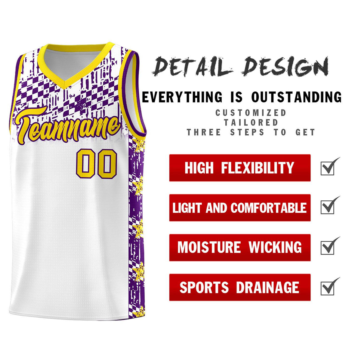 Custom White Mosaic Stars Pattern Sports Uniform Basketball Jersey|KXKSHOP