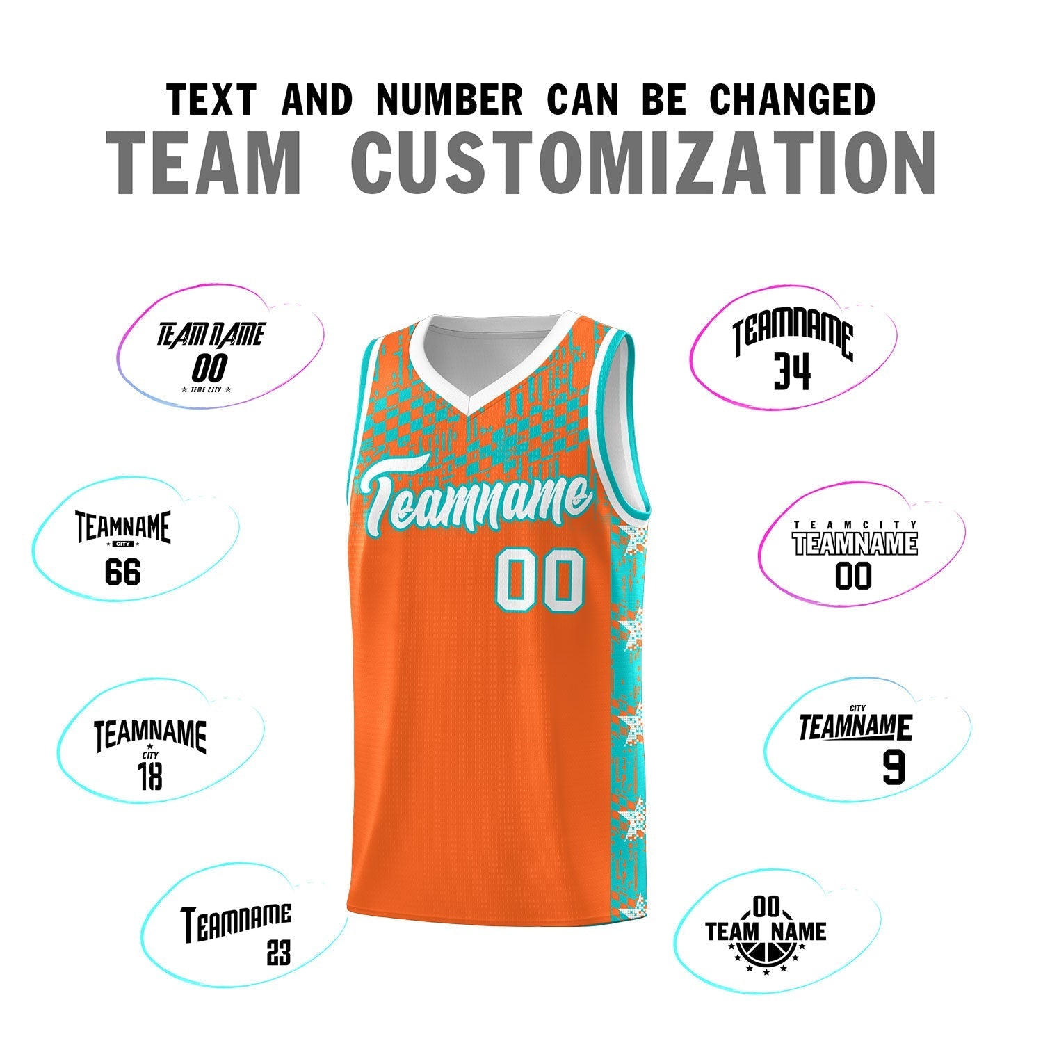 Custom Orange Mosaic Stars Pattern Sports Uniform Basketball Jersey|KXKSHOP