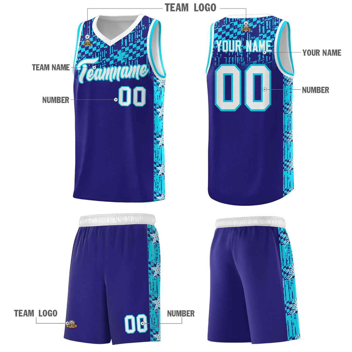Custom Royal Mosaic Stars Pattern Sports Uniform Basketball Jersey|KXKSHOP