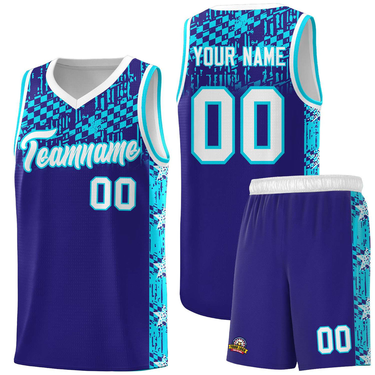Custom Royal Mosaic Stars Pattern Sports Uniform Basketball Jersey|KXKSHOP