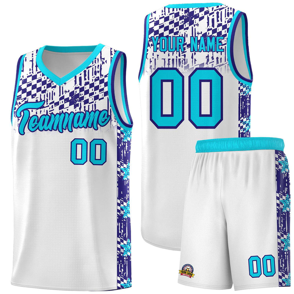 Custom White Mosaic Stars Pattern Sports Uniform Basketball Jersey|KXKSHOP