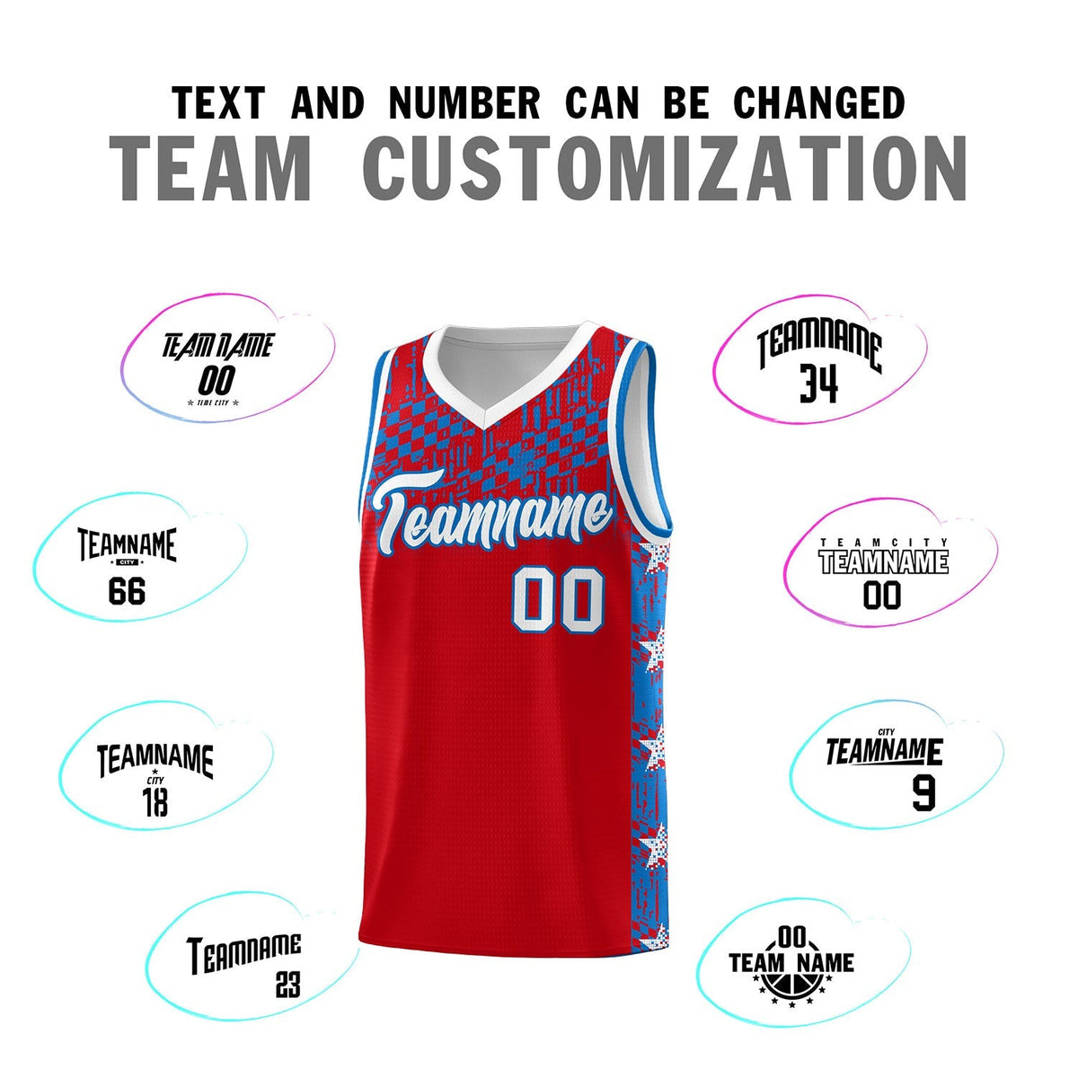 Custom Red Mosaic Stars Pattern Sports Uniform Basketball Jersey|KXKSHOP