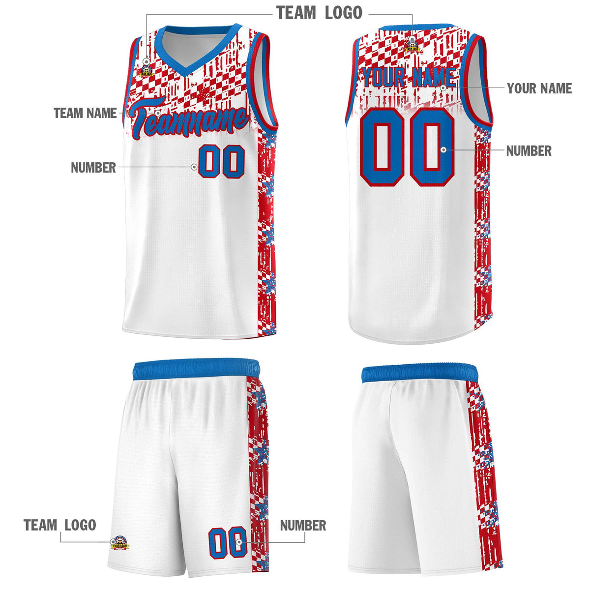 Custom White Mosaic Stars Pattern Sports Uniform Basketball Jersey|KXKSHOP