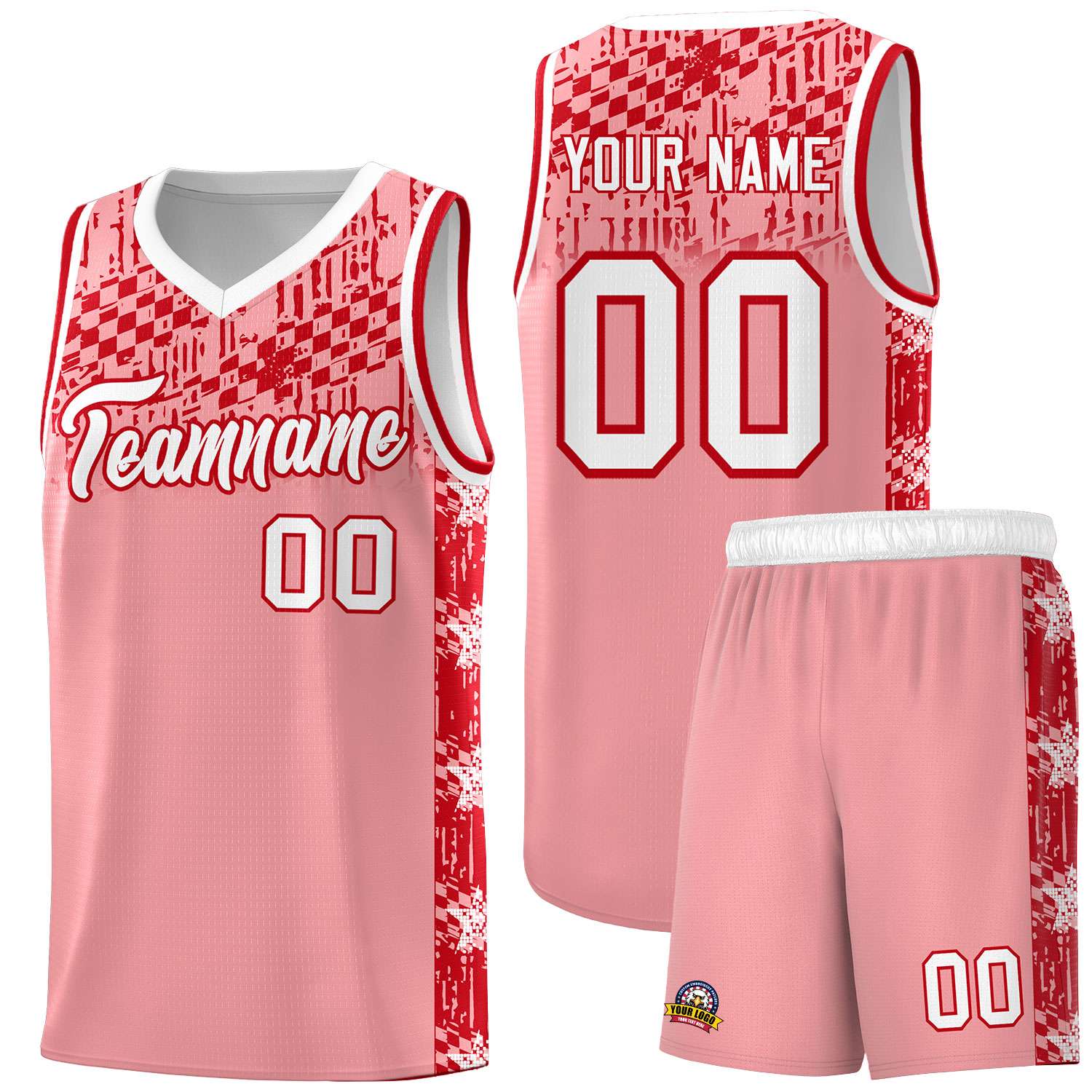 Custom Light Pink Mosaic Stars Pattern Sports Uniform Basketball Jersey|KXKSHOP