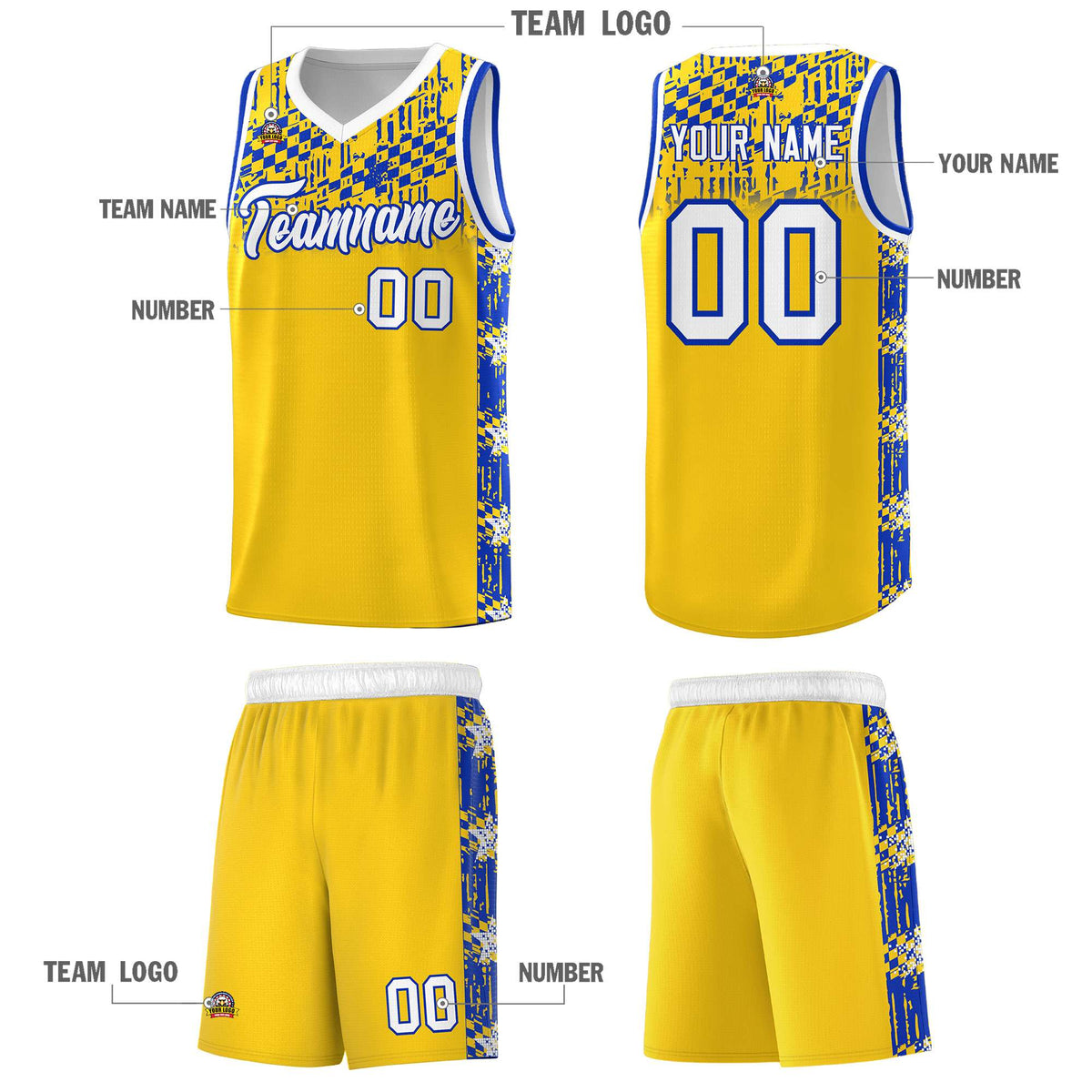 Custom Gold Mosaic Stars Pattern Sports Uniform Basketball Jersey|KXKSHOP