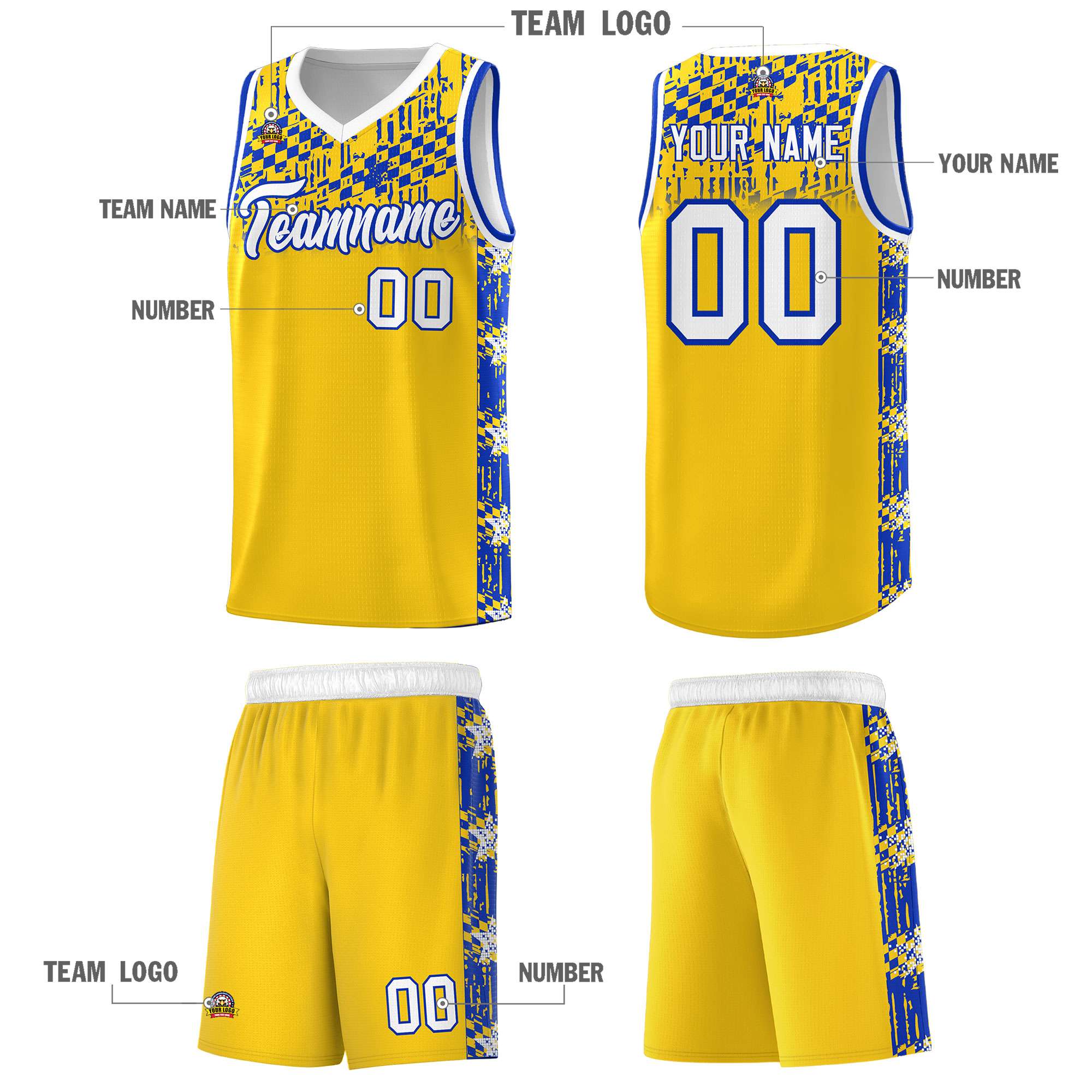 Custom Gold Mosaic Stars Pattern Sports Uniform Basketball Jersey|KXKSHOP