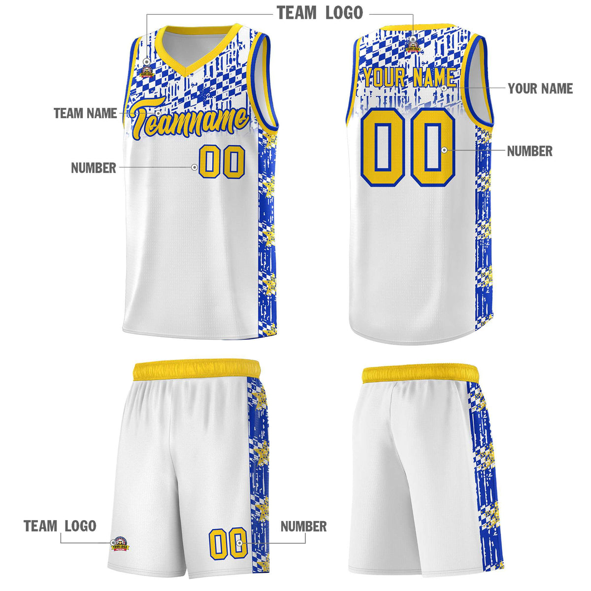 Custom White Mosaic Stars Pattern Sports Uniform Basketball Jersey|KXKSHOP